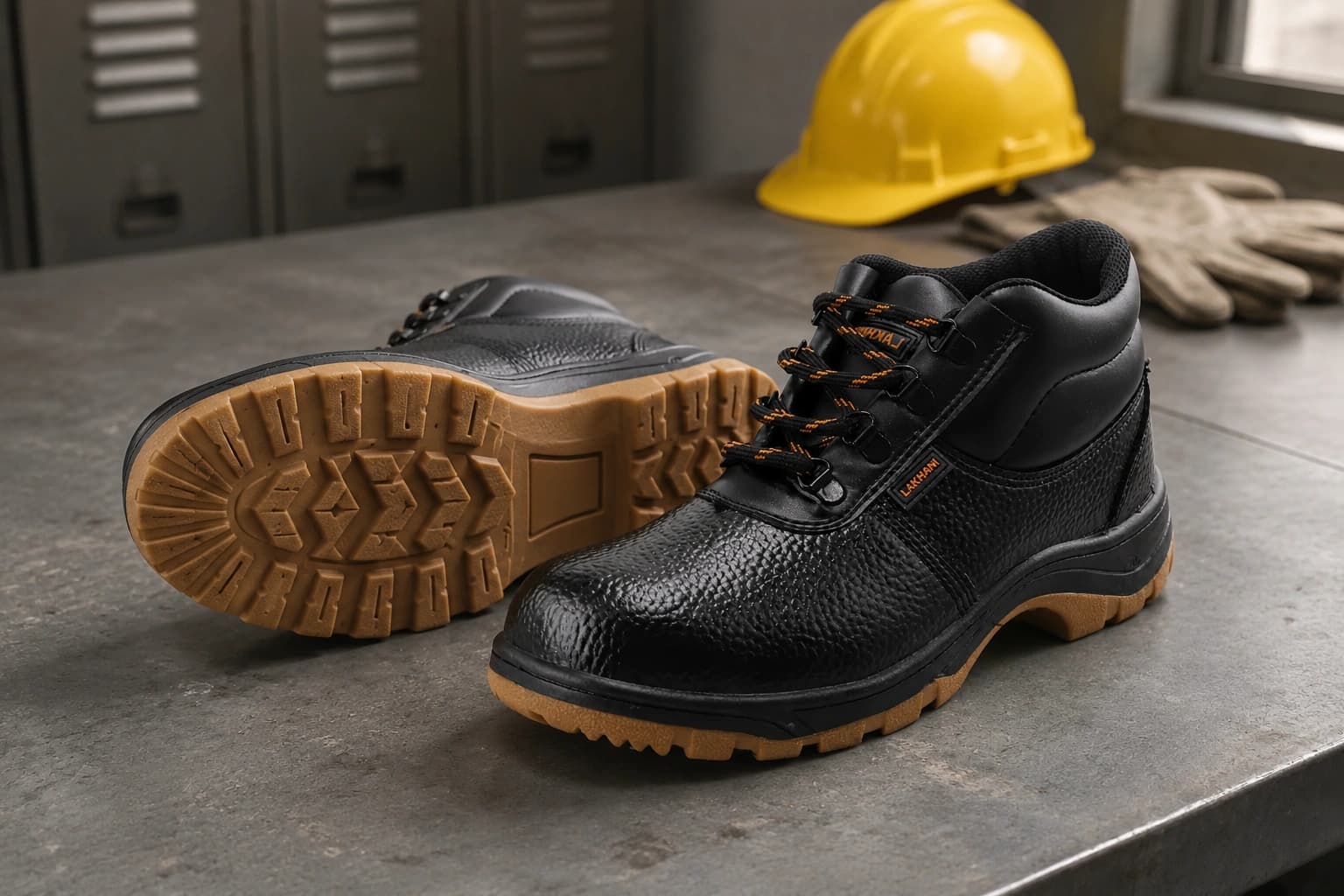 Man wearing Lakhani safety shoes for industrial workers