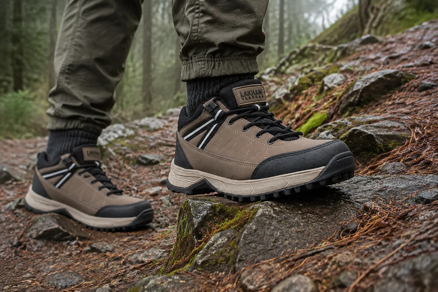 Men wearing Lakhani Hiking shoes on mountain